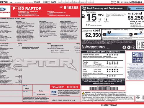 Used 2022 Ford F150 Raptor w/ Equipment Group 801A High AWD/4WD image 5