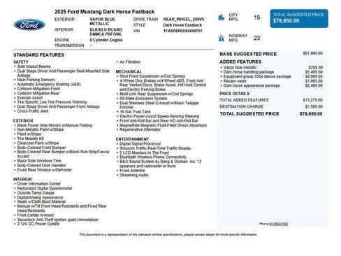 Used 2025 Ford Mustang Dark Horse w/ Dark Horse Handlin Package image 46