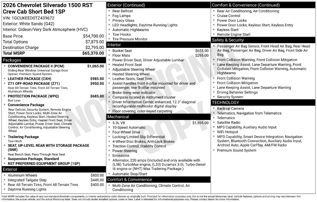 New 2026 Chevrolet Silverado 1500 RST w/ Convenience Package II AWD/4WD image 21