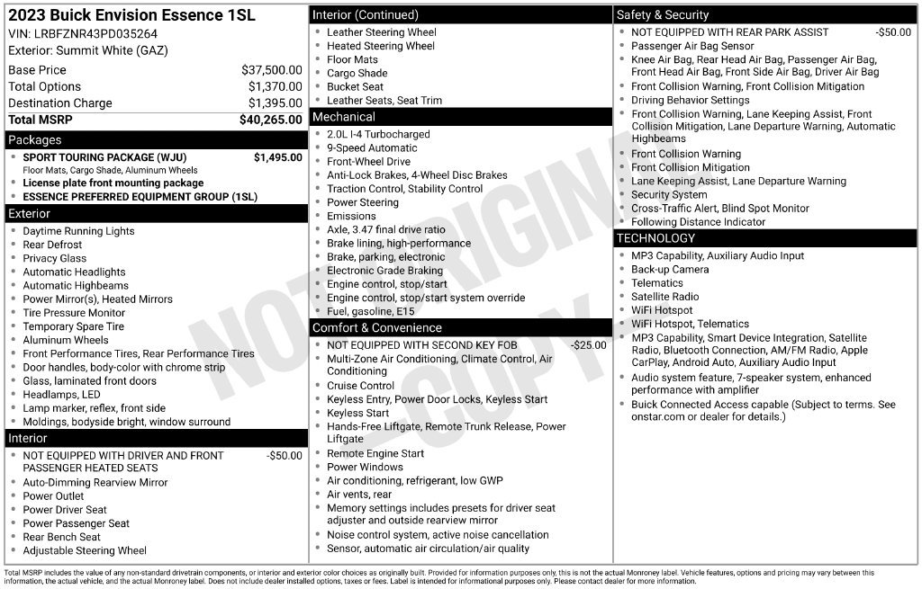Used 2023 Buick Envision Essence w/ Sport Touring Package FWD image 34