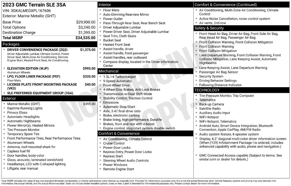 Used 2023 GMC Terrain SLE w/ Driver Convenience Package FWD image 32