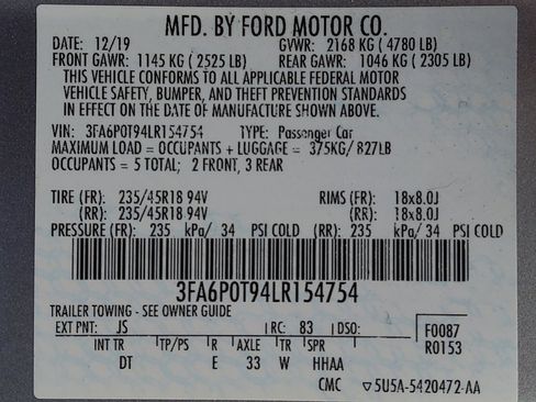 Used 2020 Ford Fusion SE AWD/4WD image 33