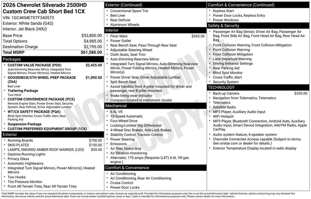 New 2026 Chevrolet Silverado 2500 Custom w/ Custom Value Package AWD/4WD image 16