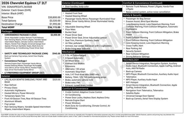 Used 2026 Chevrolet Equinox LT w/ Convenience Package II AWD/4WD image 2