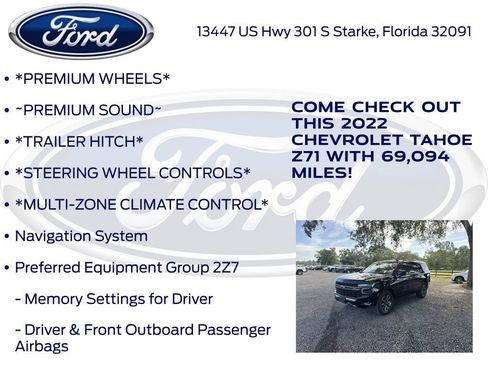 Used 2022 Chevrolet Tahoe Z71 w/ Z71 Off-Road Package AWD/4WD image 18
