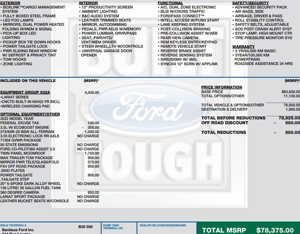 Certified 2022 Ford F150 Lariat w/ Equipment Group 502A High AWD/4WD image 2