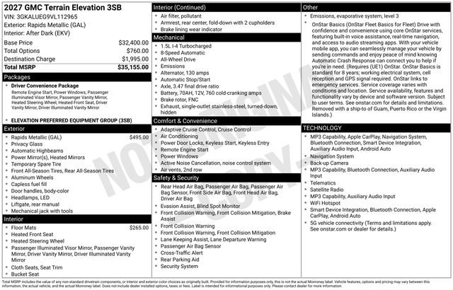 New 2027 GMC Terrain Elevation AWD/4WD image 3