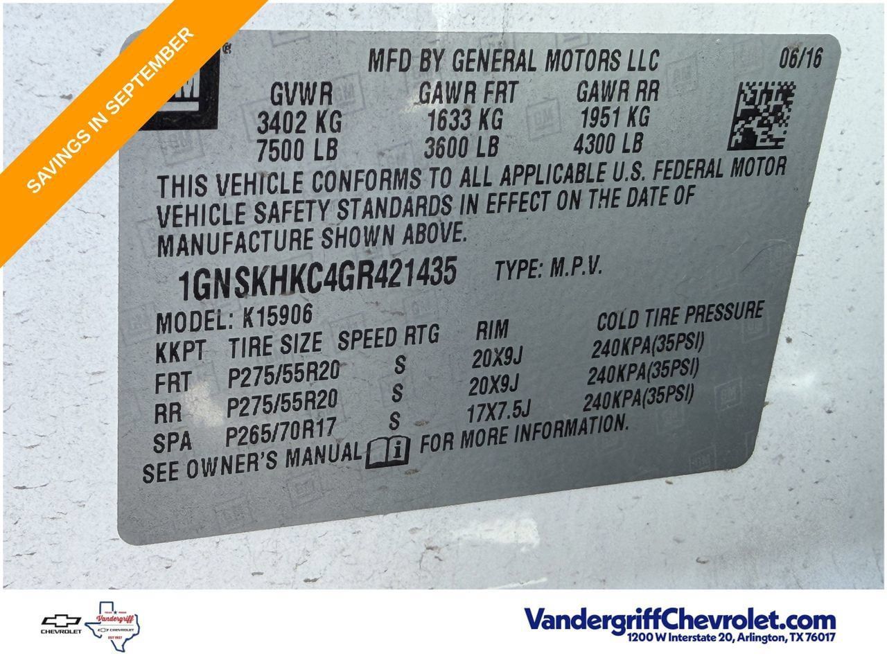 Used 2016 Chevrolet Suburban LT AWD/4WD image 12