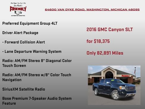 Used 2016 GMC Canyon SLT w/ Driver Alert Package AWD/4WD image 5