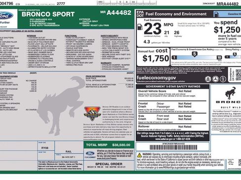 Used 2021 Ford Bronco Sport Badlands w/ Badlands Package image 2