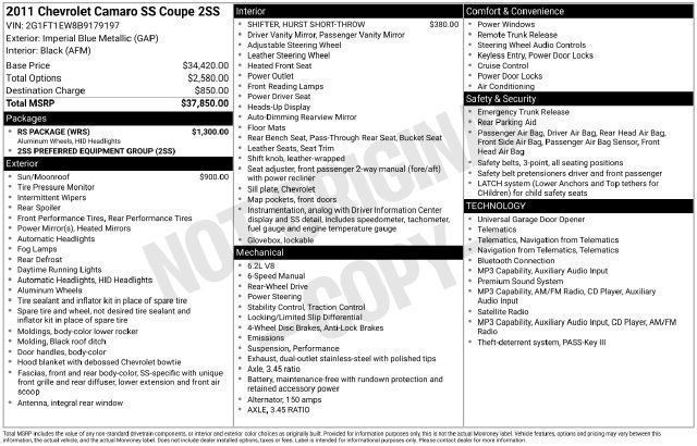 Used 2011 Chevrolet Camaro SS w/ RS Package RWD image 33