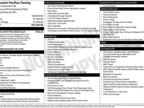 Used 2020 Chrysler Pacifica Touring w/ Advanced Safetytec Group FWD image 43