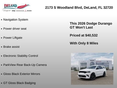 New 2026 Dodge Durango GT w/ Blacktop Package RWD image 12