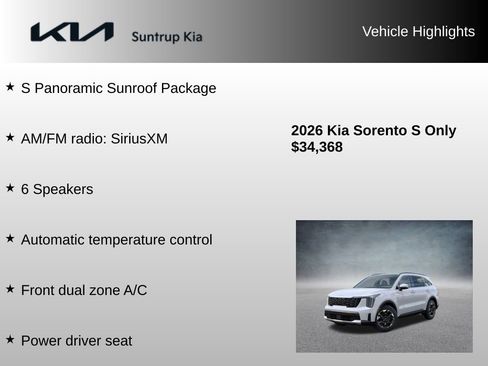 Used 2026 Kia Sorento S w/ S Panoramic Sunroof Package FWD image 8