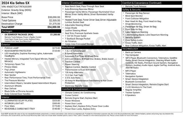 Used 2024 Kia Seltos SX w/ SX Sunroof Package AWD/4WD image 31