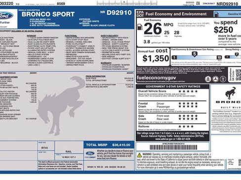 Used 2022 Ford Bronco Sport Big Bend w/ Convenience Package AWD/4WD image 35