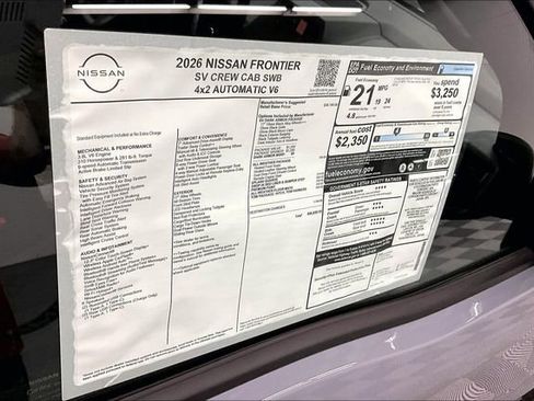 New 2026 Nissan Frontier SV w/ All-Weather Content Package RWD image 41