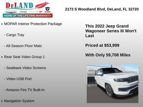 Used 2022 Jeep Grand Wagoneer Series III w/ Rear Seat Video Group 1 AWD/4WD image 3