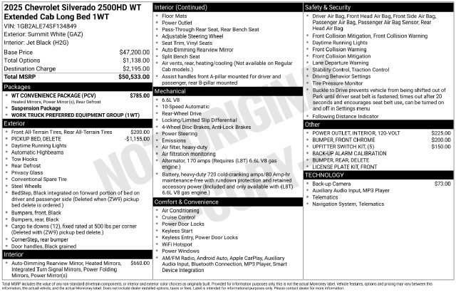 Used 2025 Chevrolet Silverado 2500 W/T w/ WT Convenience Package RWD image 16