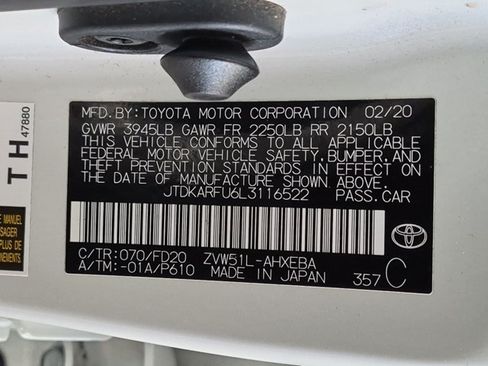 Used 2020 Toyota Prius LE FWD image 25