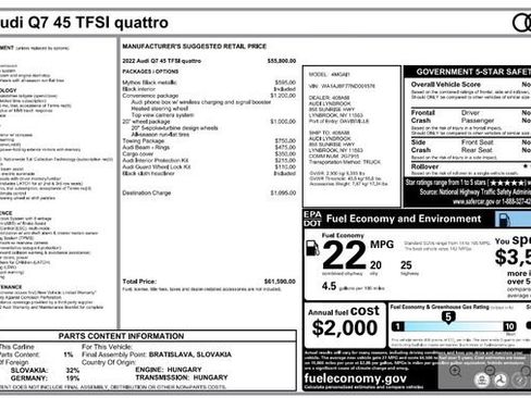 Used 2022 Audi Q7 2.0T Premium w/ Convenience Package AWD/4WD image 2