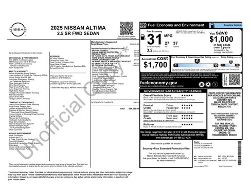 New 2025 Nissan Altima 2.5 SR w/ SR Premium Package image 25
