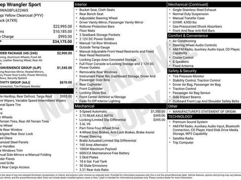 Used 2015 Jeep Wrangler Sport w/ Quick Order Package 24S AWD/4WD image 17