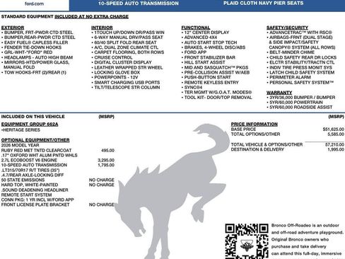 New 2026 Ford Bronco Heritage Edition AWD/4WD image 2