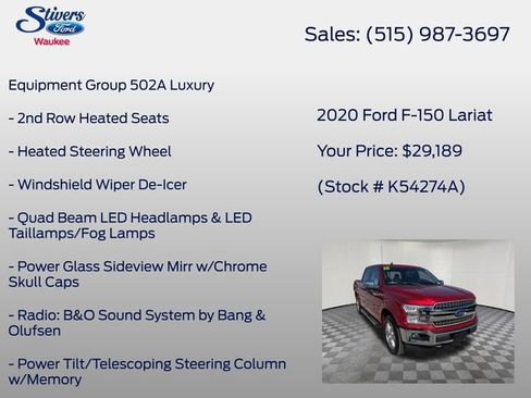 Used 2020 Ford F150 Lariat w/ Equipment Group 502A Luxury AWD/4WD image 16