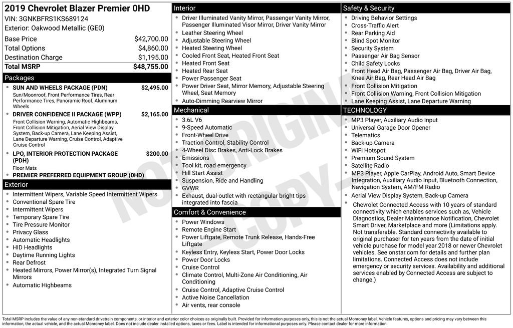 Certified 2019 Chevrolet Blazer Premier w/ Sun and Wheels Package FWD image 41