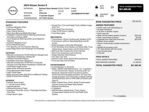 Used 2023 Nissan Sentra S FWD image 2