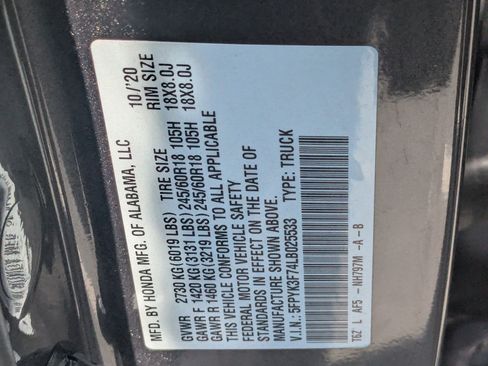 Used 2020 Honda Ridgeline RTL-E image 35