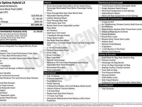 Used 2014 Kia Optima LX w/ Hybrid Convenience Package FWD image 11