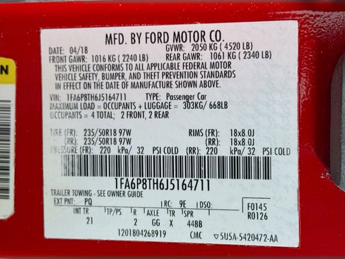 Used 2018 Ford Mustang Coupe w/ Equipment Group 101A RWD image 38