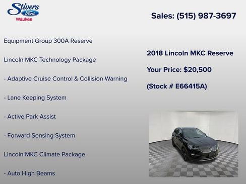 Used 2018 Lincoln MKC Reserve AWD/4WD image 8