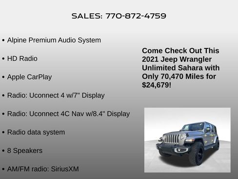 Used 2021 Jeep Wrangler Unlimited Sahara image 20