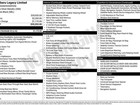 Used 2025 Subaru Legacy Limited w/ Popular Package #3 image 29