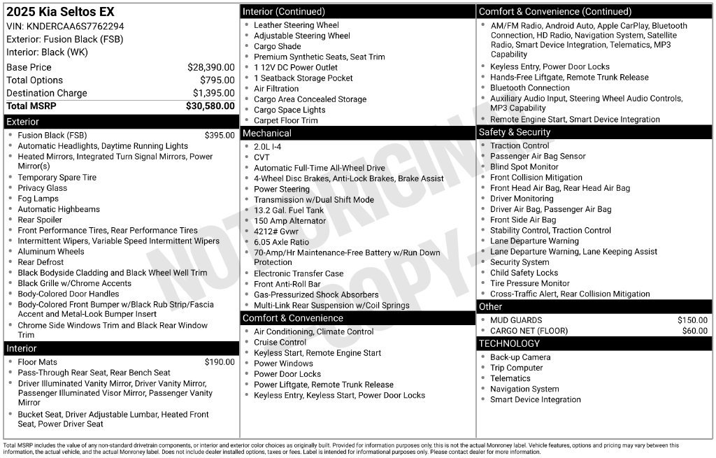 Certified 2025 Kia Seltos EX AWD/4WD image 10