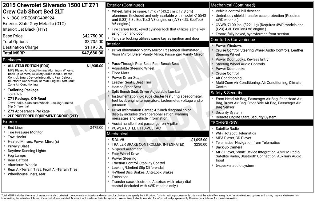 Used 2015 Chevrolet Silverado 1500 LT w/ All Star Edition AWD/4WD image 6