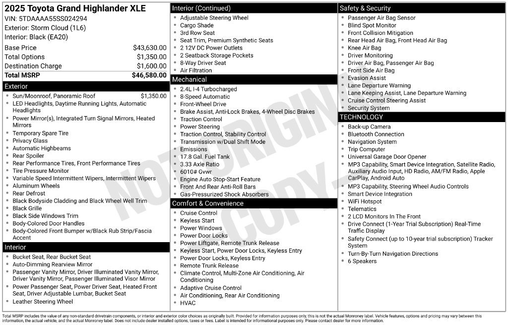 Used 2025 Toyota Grand Highlander FWD image 38
