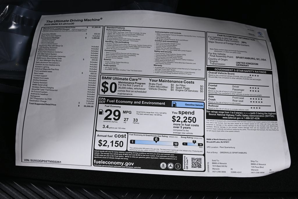 Used 2026 BMW X3 xDrive30i w/ Convenience Package AWD/4WD image 38