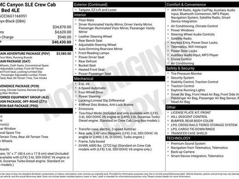 Used 2016 GMC Canyon SLE w/ All Terrain Adventure Package image 49