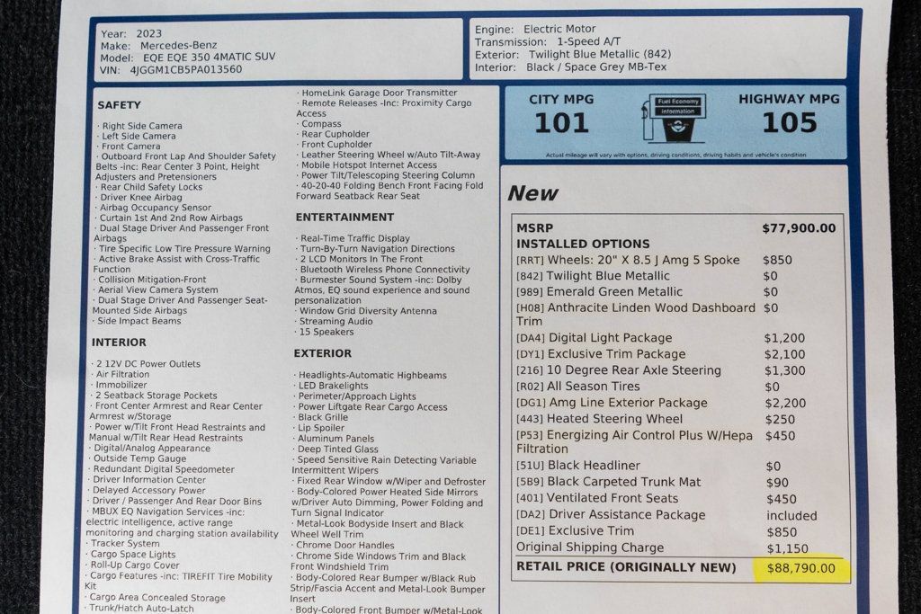 Used 2023 Mercedes-Benz EQE 350+ 4MATIC SUV w/ AMG Line Exterior Package image 53