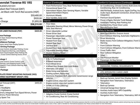 New 2026 Chevrolet Traverse RS w/ LPO, Floor Liner Package image 8