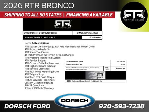 New 2026 Ford Bronco Outer Banks AWD/4WD image 2
