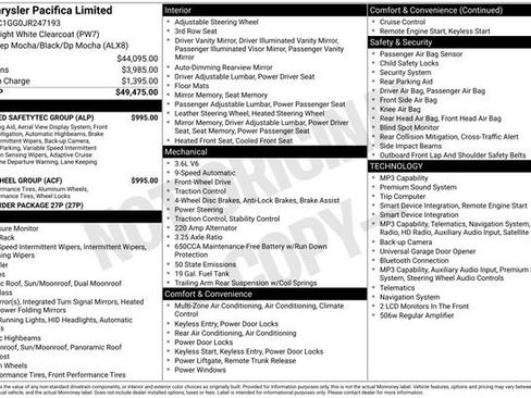 Used 2018 Chrysler Pacifica Limited w/ Tire & Wheel Group FWD image 10