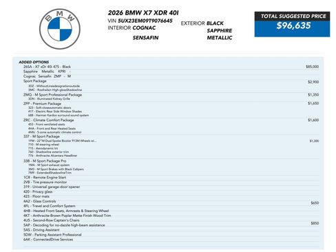 Used 2026 BMW X7 xDrive40i w/ M Sport Package image 84