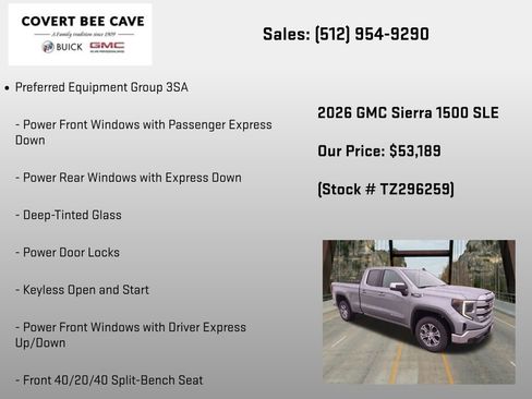 New 2026 GMC Sierra 1500 SLE w/ Preferred Package RWD image 6