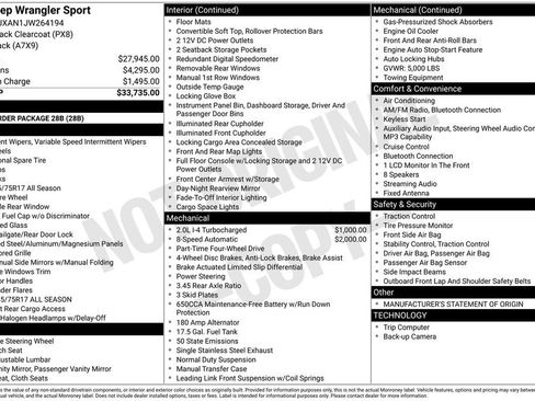 Certified 2018 Jeep Wrangler Sport AWD/4WD image 8
