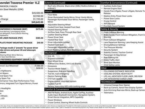 Used 2019 Chevrolet Traverse Premier w/ Driver Confidence II Package FWD image 23